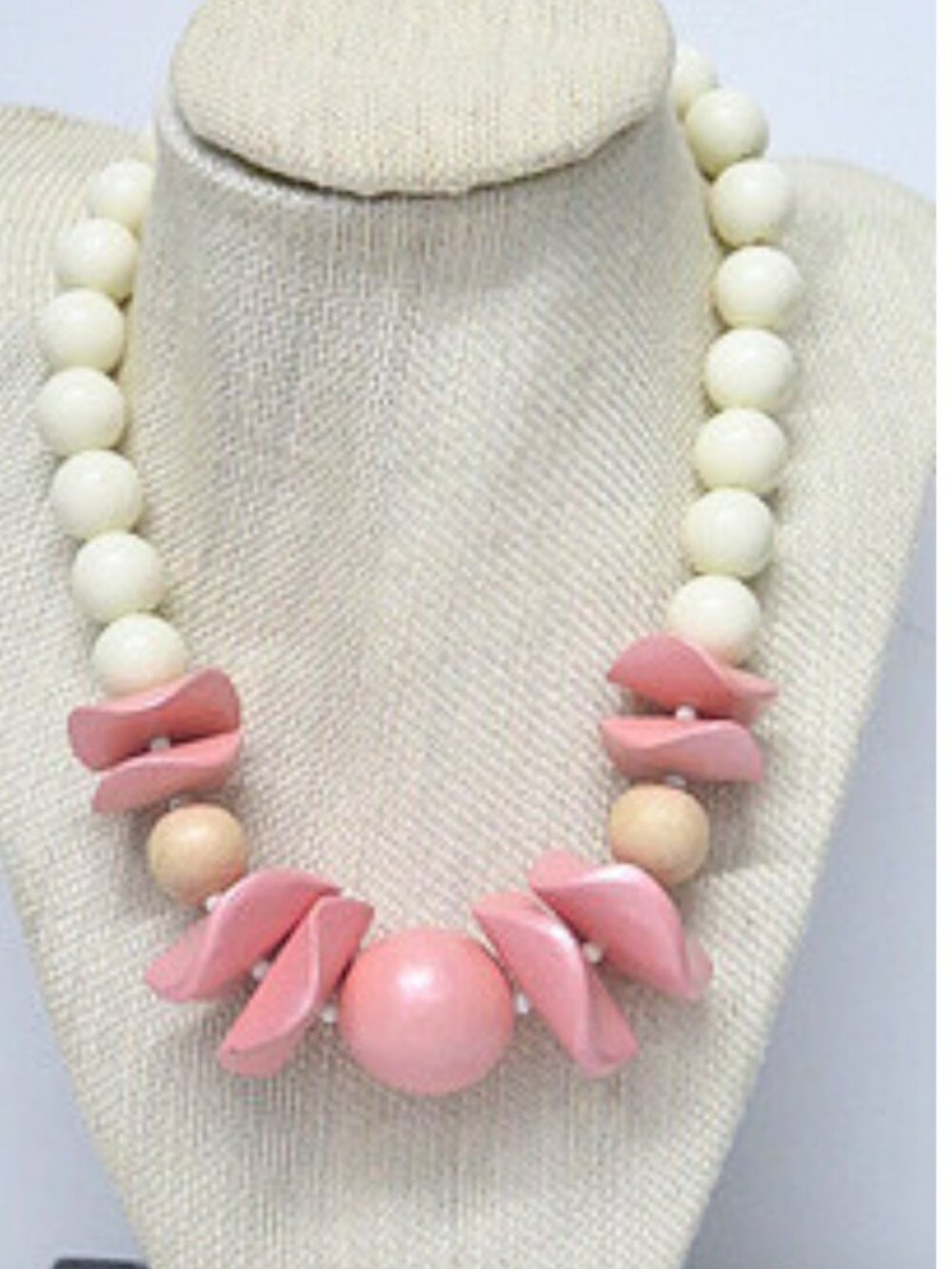 Pink & Ivory Chunky Beaded Statement Necklace